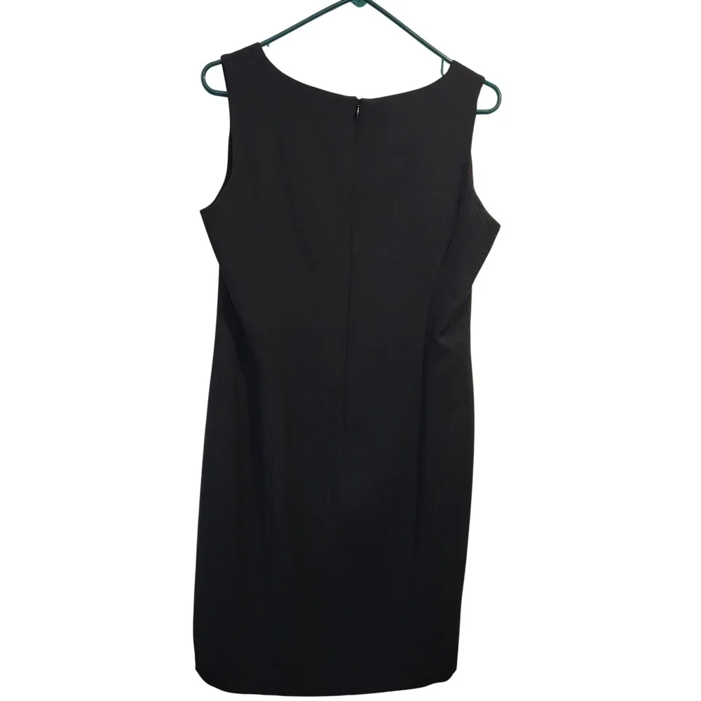 VTG Dressbarn Black Sleeveless Sheath Dress Sz 12 V‎ Neck Zipper Back Lined