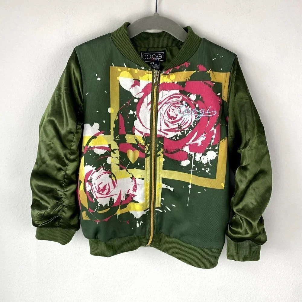 Coogi Lightweight Green Floral Graphic Track Jacket 4T