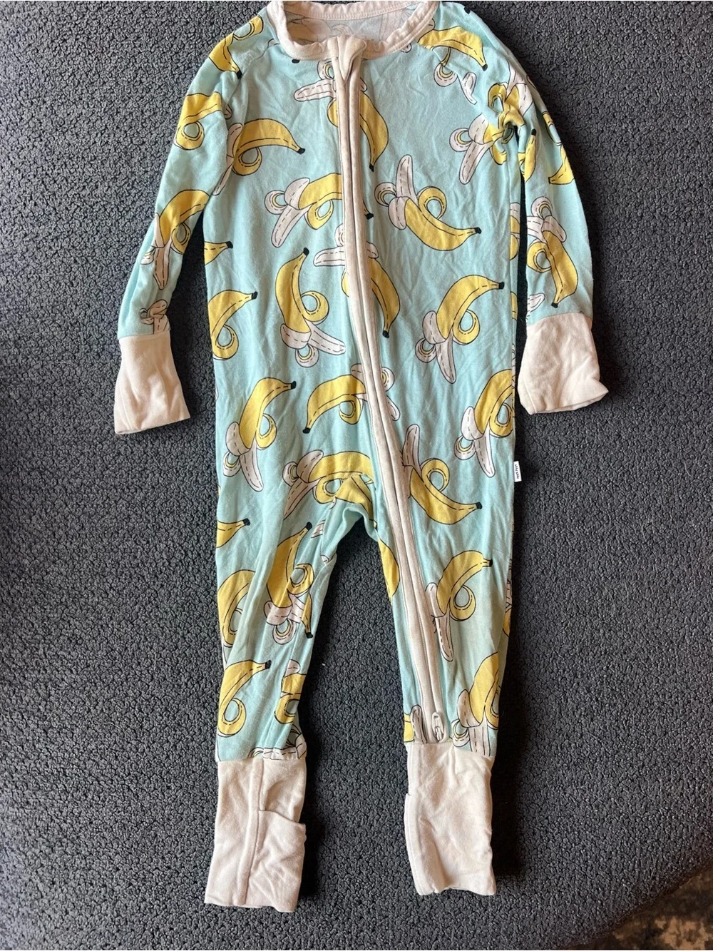 Little Sleepies Mint Blue One-Piece Footie with Yellow Banana Print