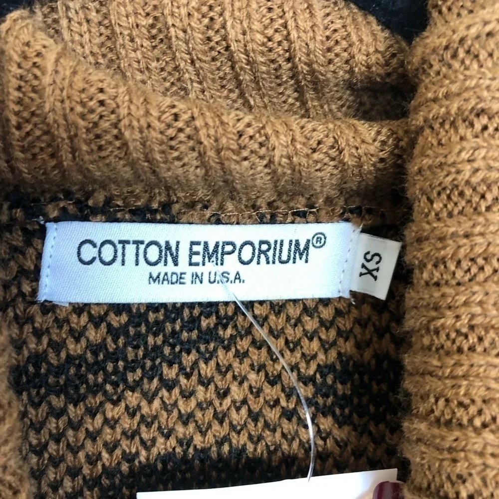 New Cotton Emporium Patterned Turtleneck Sweater in Brown Leopard