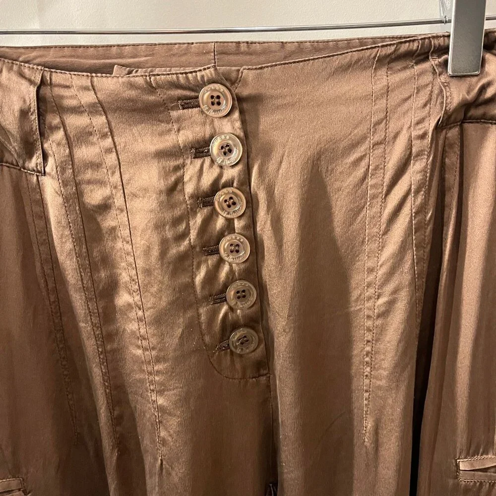 Y2K GUESS BY MARCIANO‎ 100% Brown Silk Cargo Pants Size 42 (10)