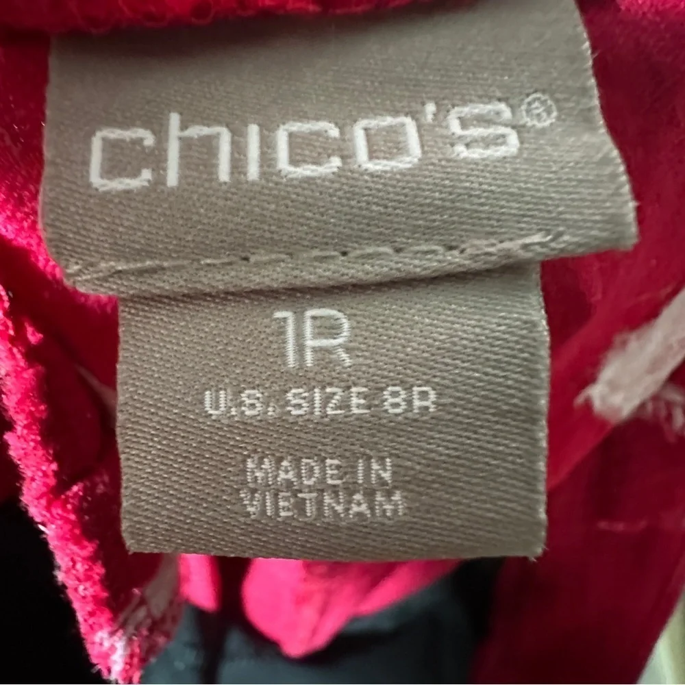 Chico’s Slimming Textured Comfort Stretch Pink Pull On Pants Size 1R (8R) Preppy