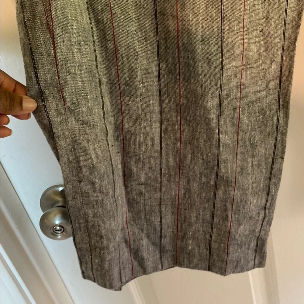 Peck & Peck Weekend Linen Pants with Red Accents Crop