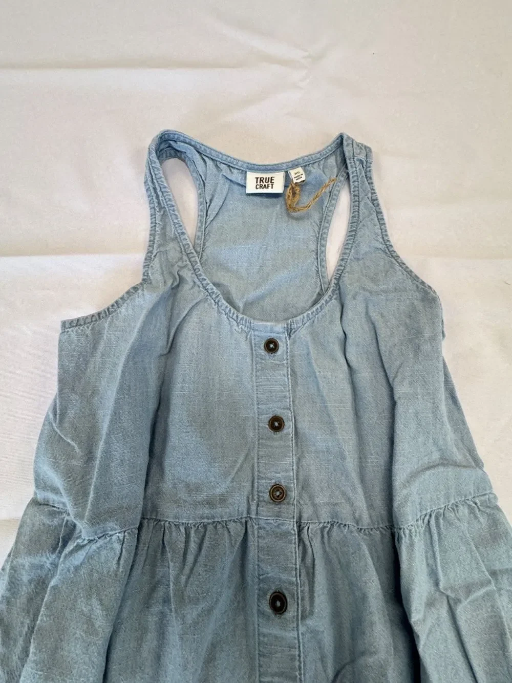 True Craft Juniors Light Wash Denim Tiered Sundress Size XS