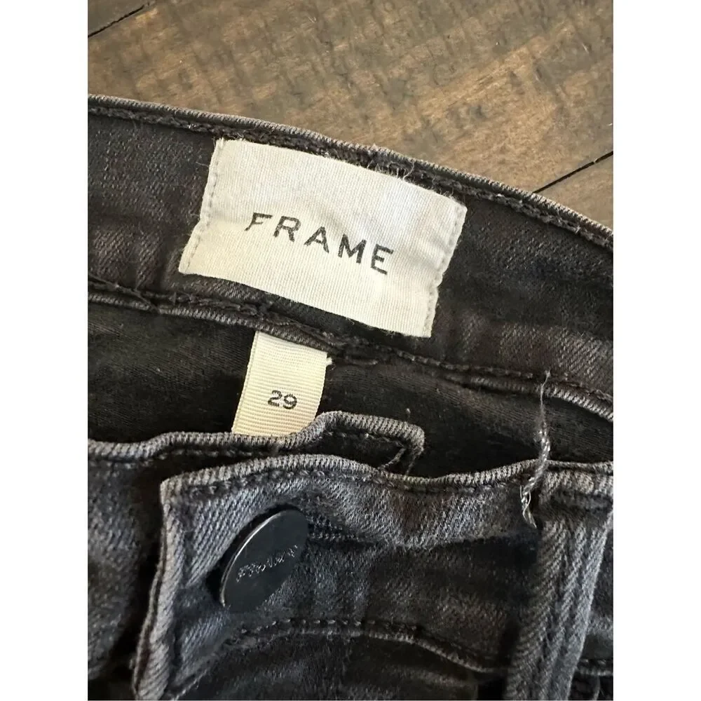 FRAME Ali High Rise Cigarette Black Stretch Jeans Classic 5 Pocket Size 29