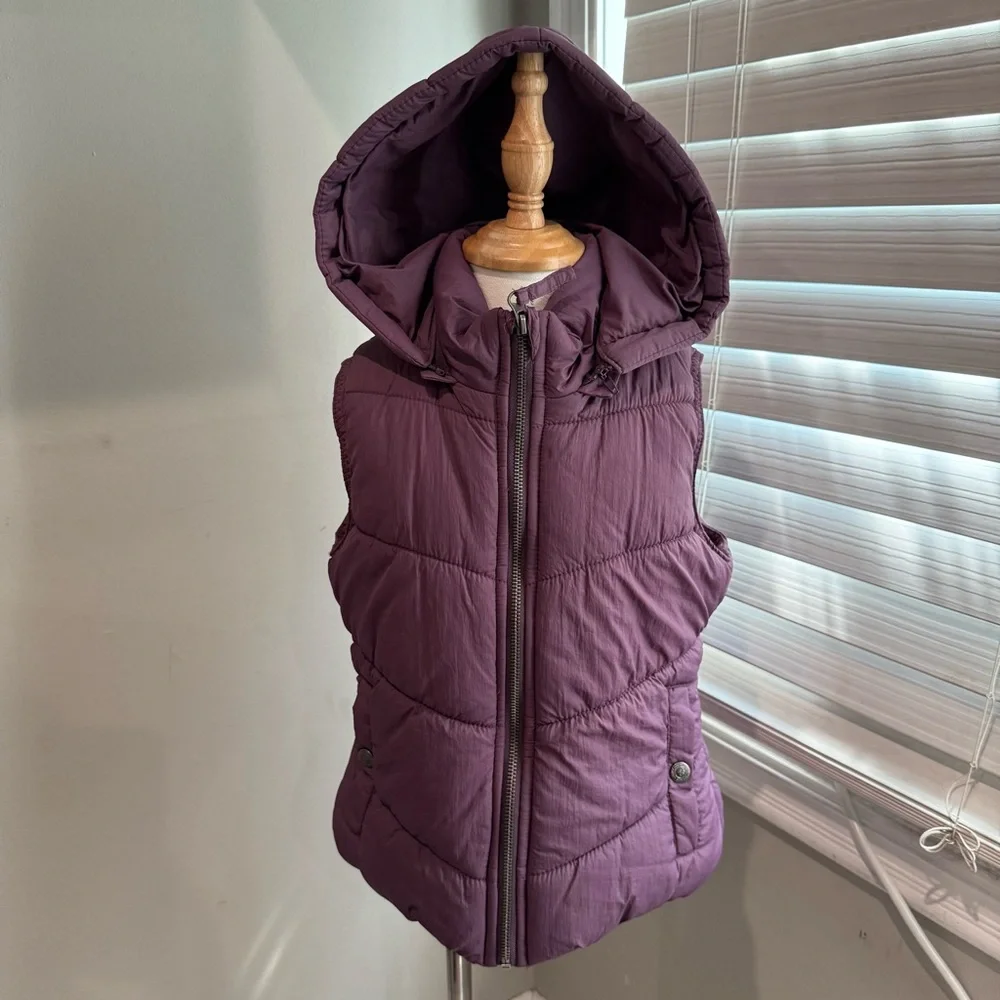 Zara Girls Quilted Purple‎ Hooded Puffer Vest