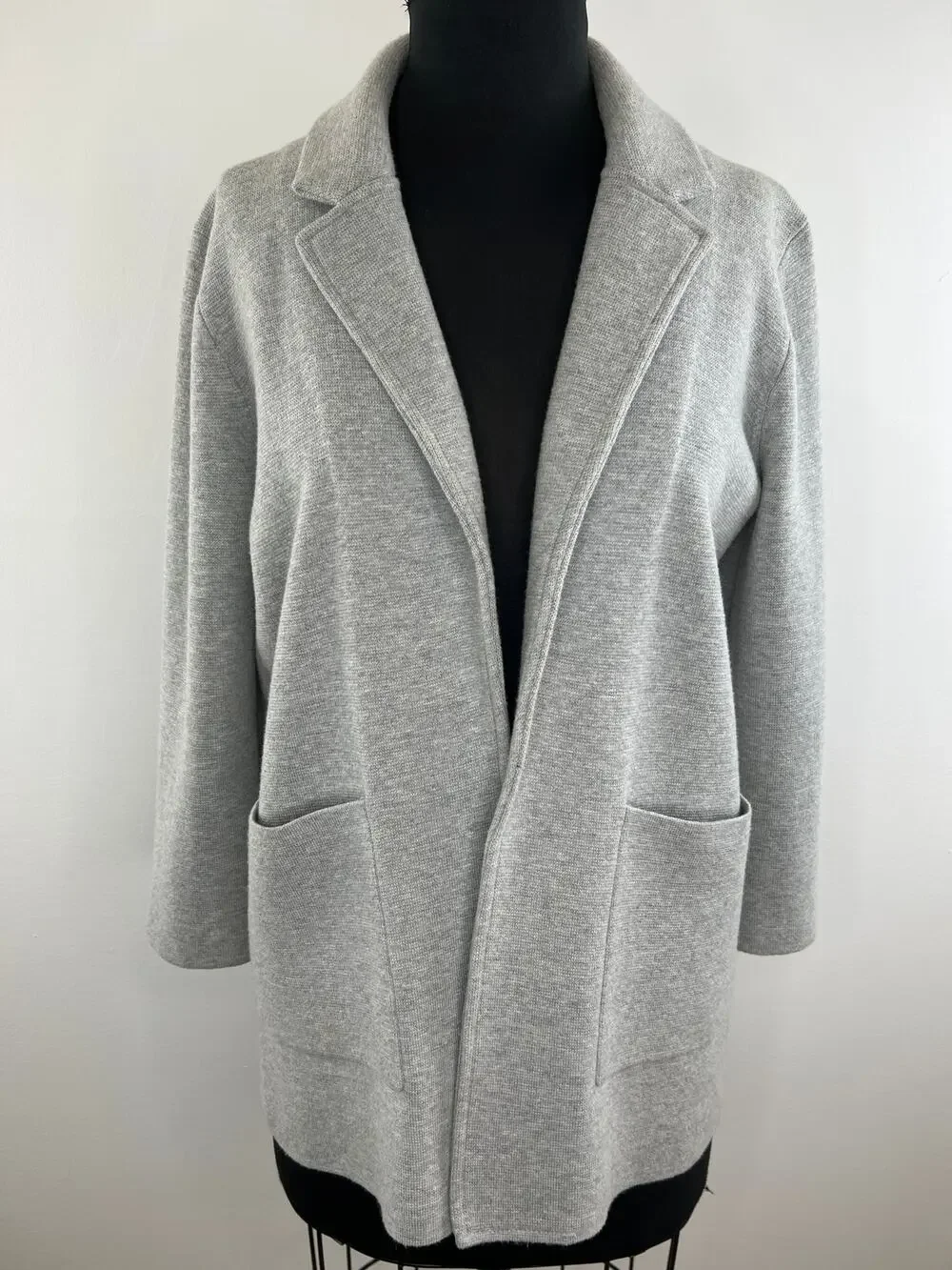 J. Crew 365 Sophie Gray Cotton Wool Blend Sophie Open Front Sweater Blazer S