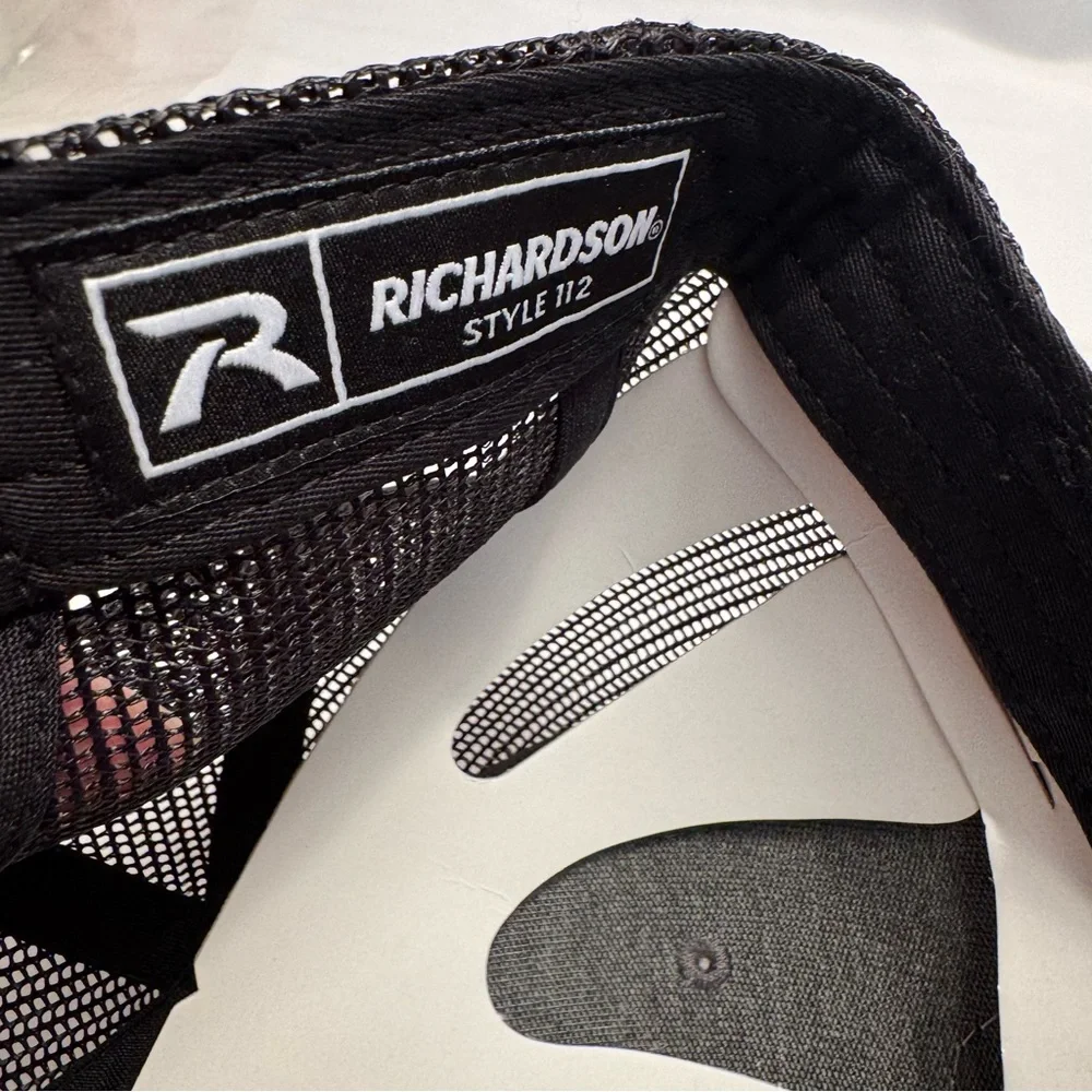 Stine‎ 45 Richardson Trucker Hat Gray Black  Leather Patch Mesh Back Cap New