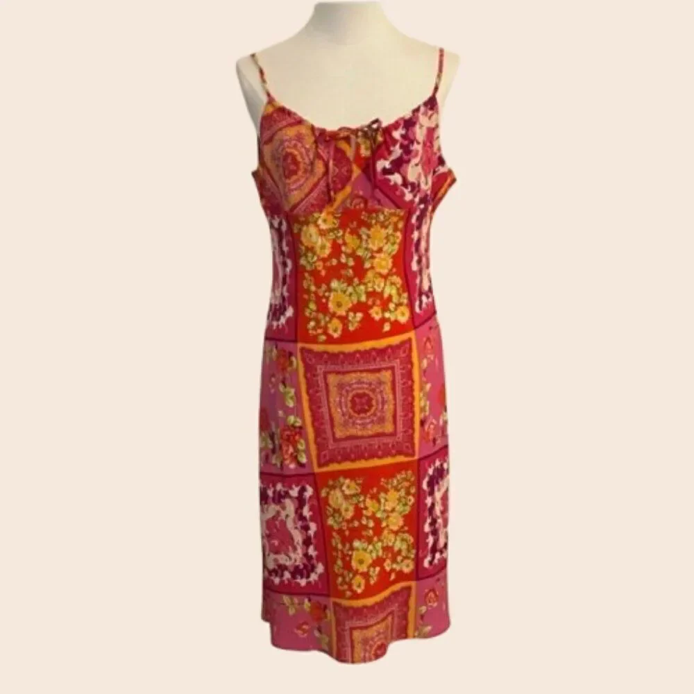 Vintage 90's Floral Patchwork Bohemian Midi Sundress Size Medium