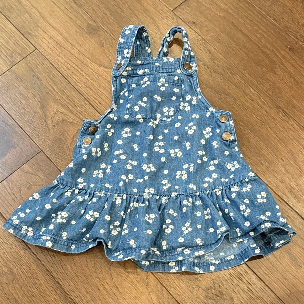 Tahari Floral Denim Kids Overall Dress/Skirt Size 2T C17-021