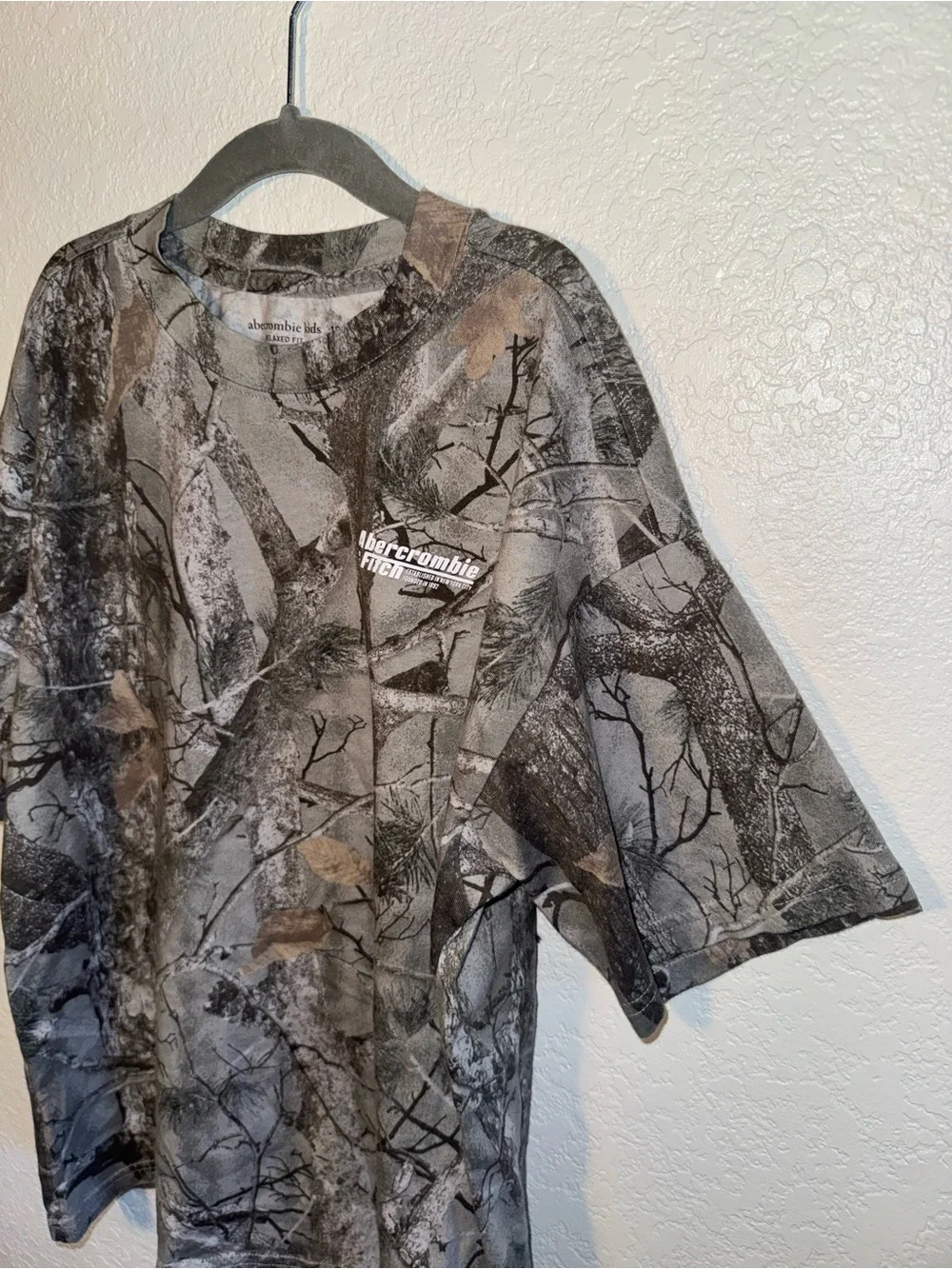 Abercrombie Kids Relaxed Fit Camo Print Brown Green Crewneck Boxy Tee Size 12