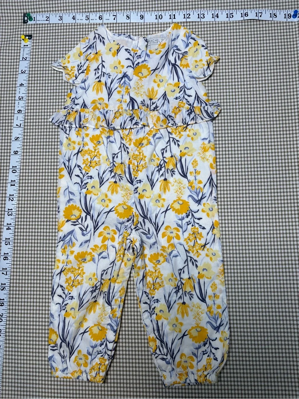 Rachel Zoe Yellow and White Floral Ruffle Jumpsuit Size 12 Months