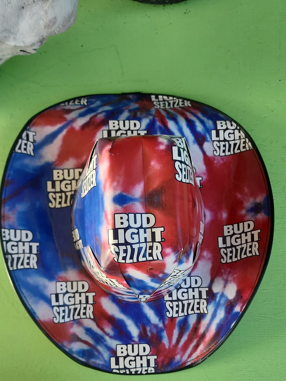 Bud Light Seltzer Americana Tie-Dye Cardboard Cowboy Hat OSFM Festival