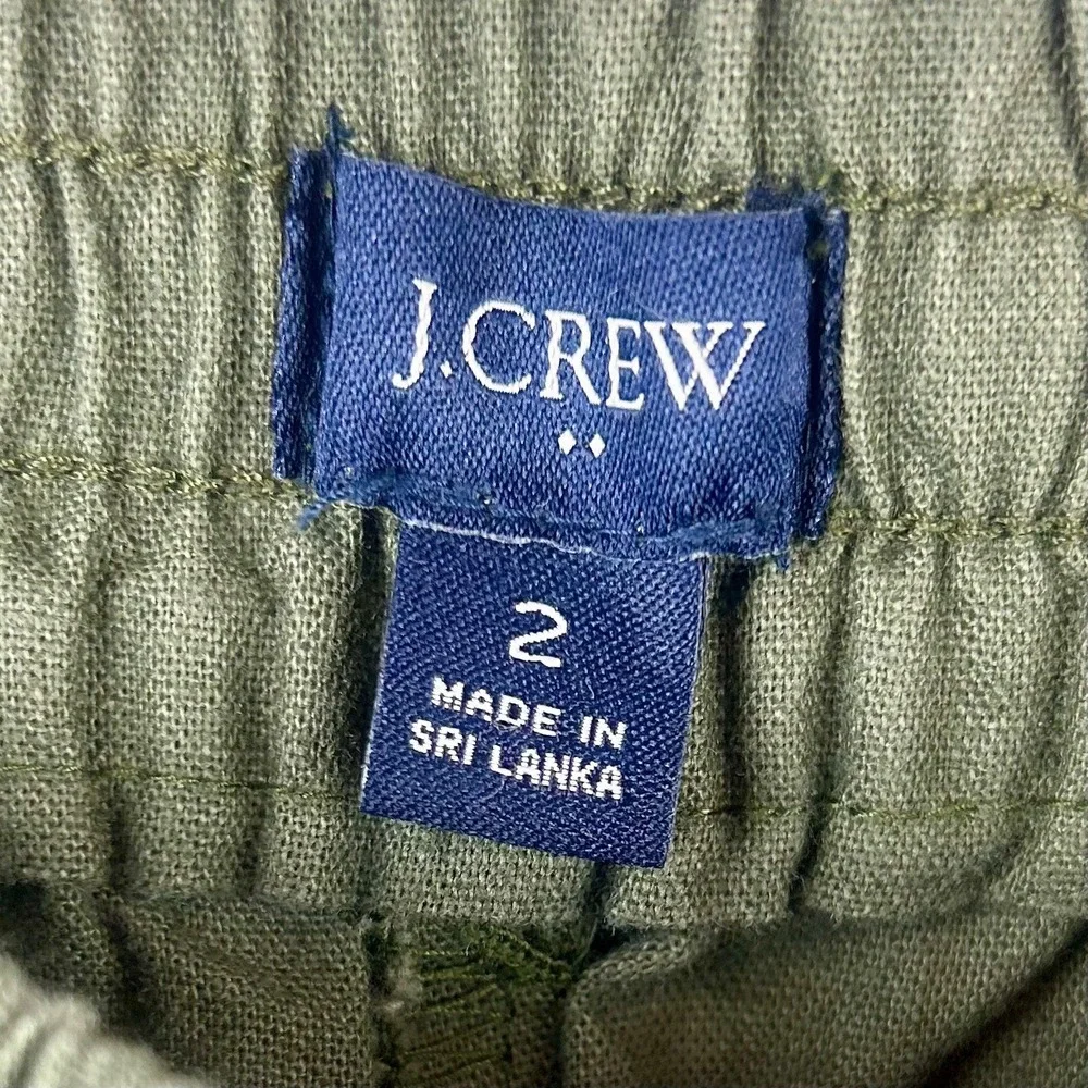 J.Crew Factory Olive Green Linen Blend Elastic Waist Drawstring Tapered Pants 2