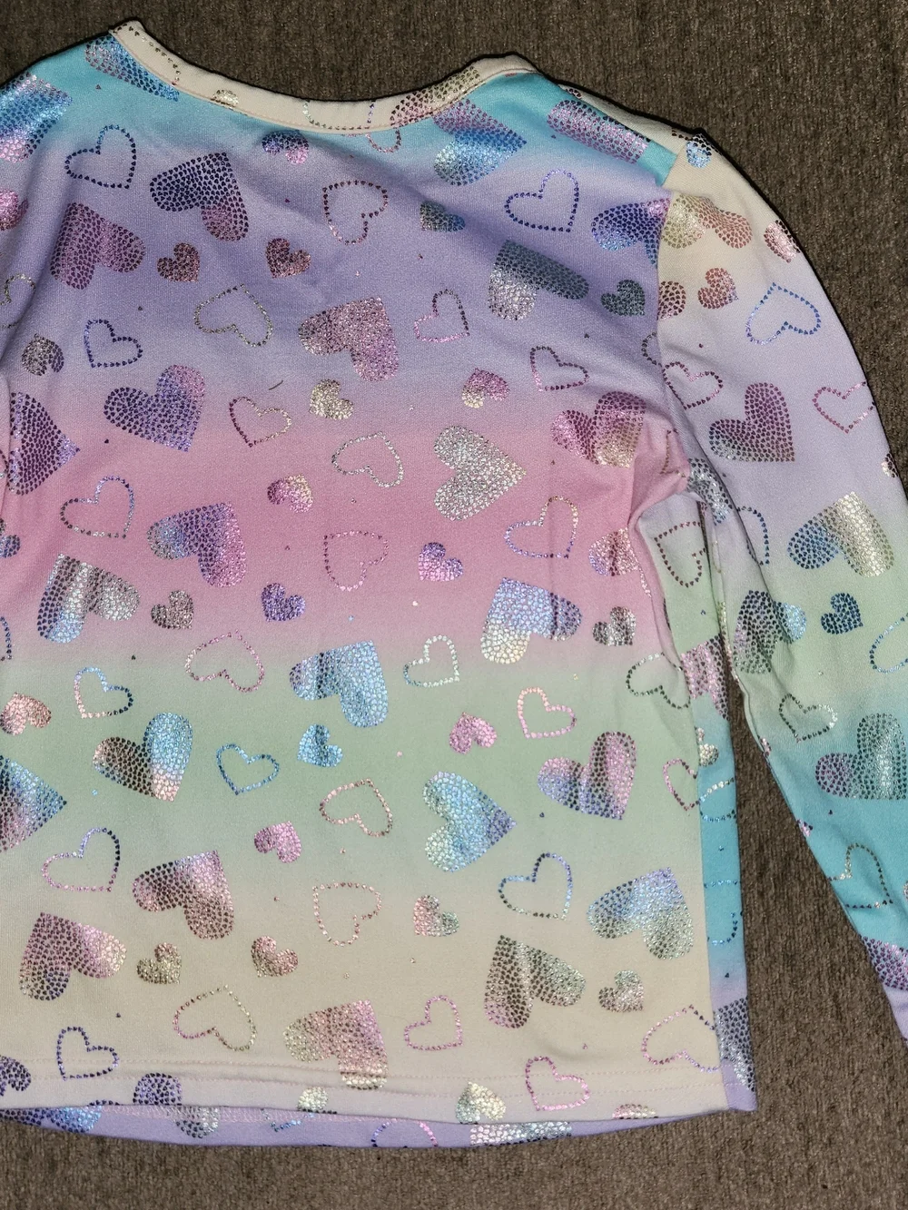 Girls' Rainbow Ombre Heart Long-Sleeve Tee