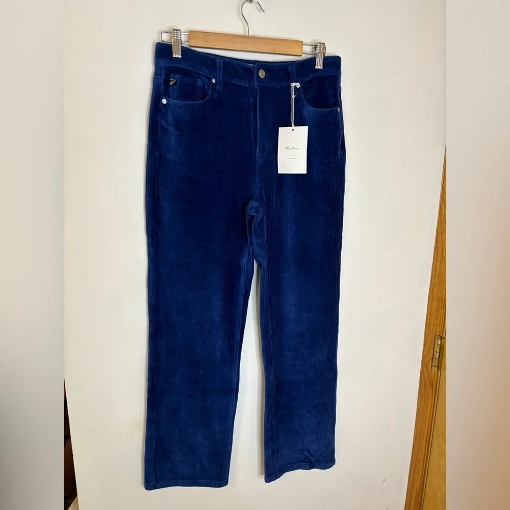 NWT KanCan Blue Loose Leg Corduroy Crop Ankle Pants
