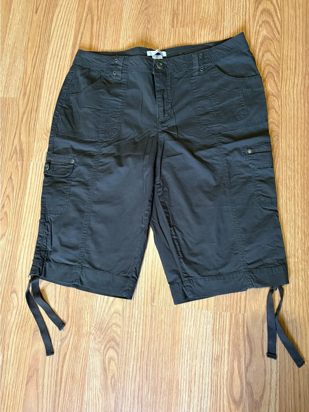 Dress barn Cargo Bermuda Shorts with Side Ties Dark Brown