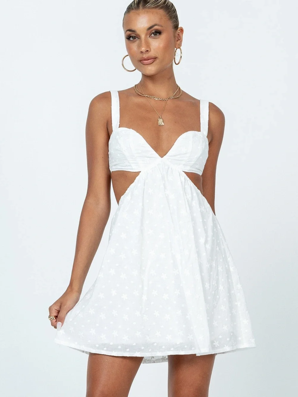 Kahlia Princess Polly White Eyelet Cutout Sundress