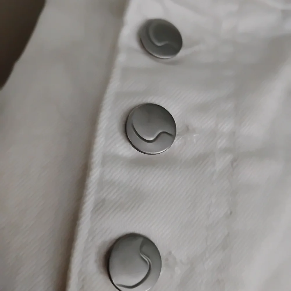 Joe's White Cotton Denim Button Fly Skirt