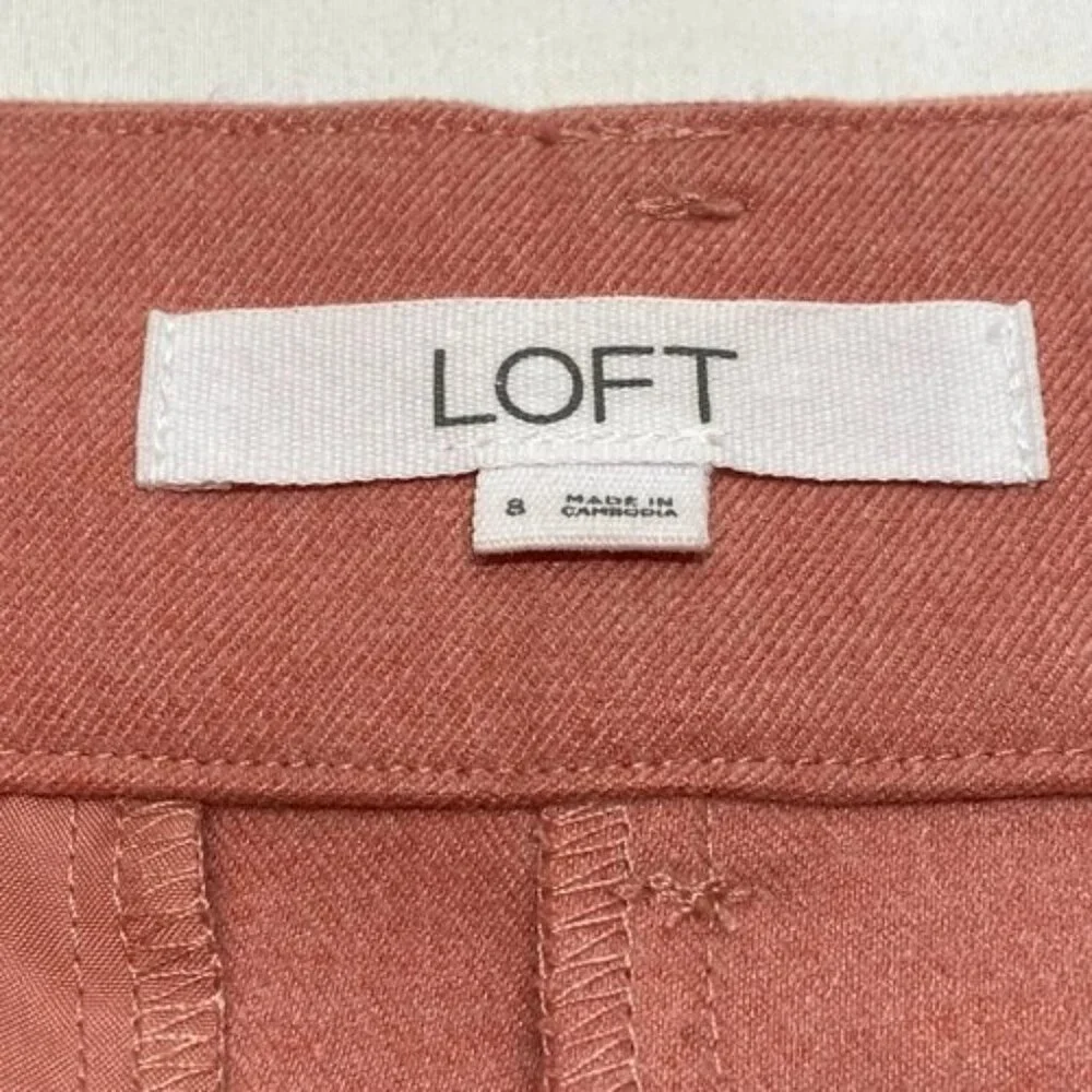 Loft Brushed Flannel Suit Women's 8 Blazer Jacket + Pant Set Pink Ruby Suits EUC