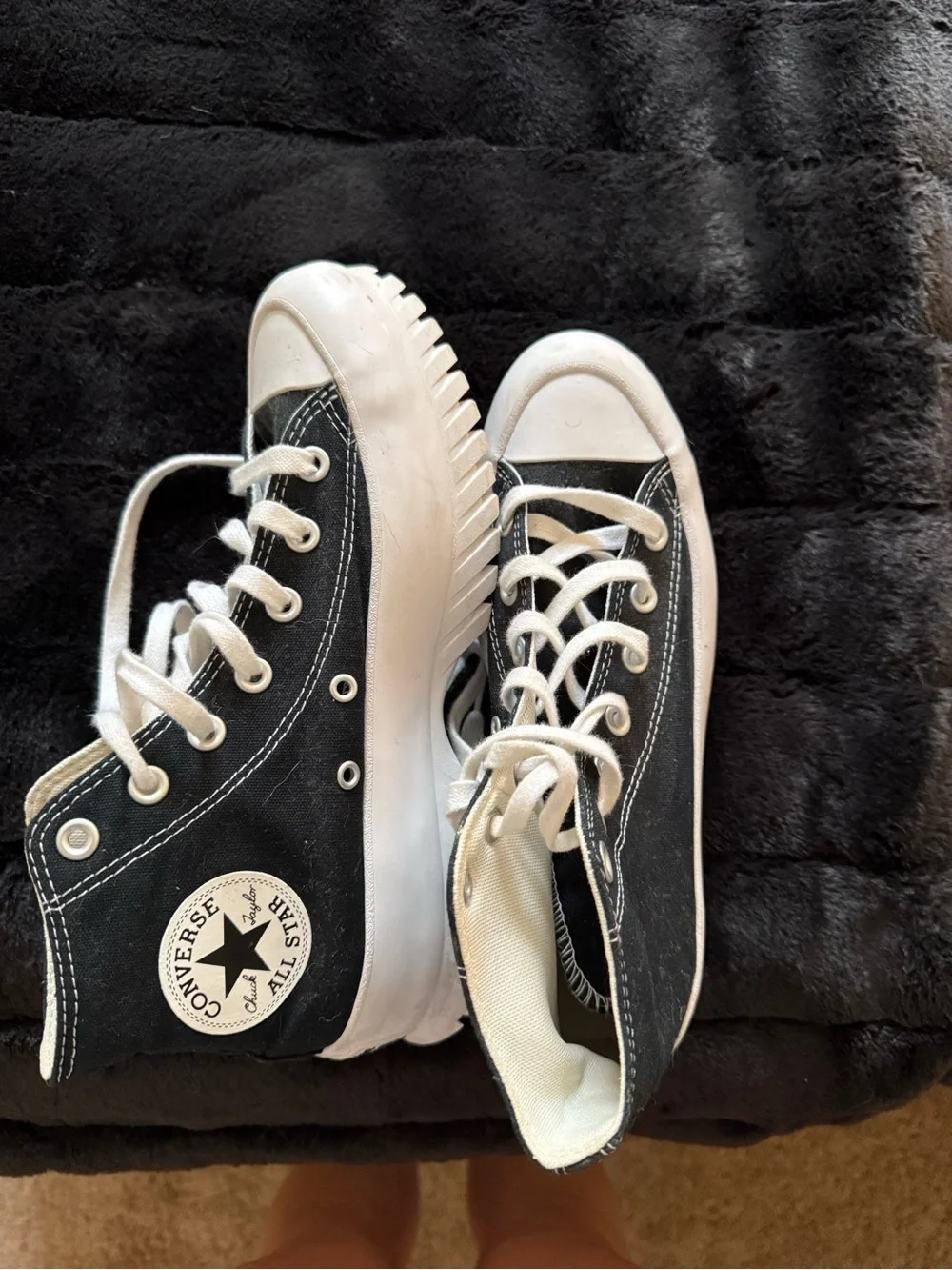 Converse Black and White High-Top Platform Sneakers