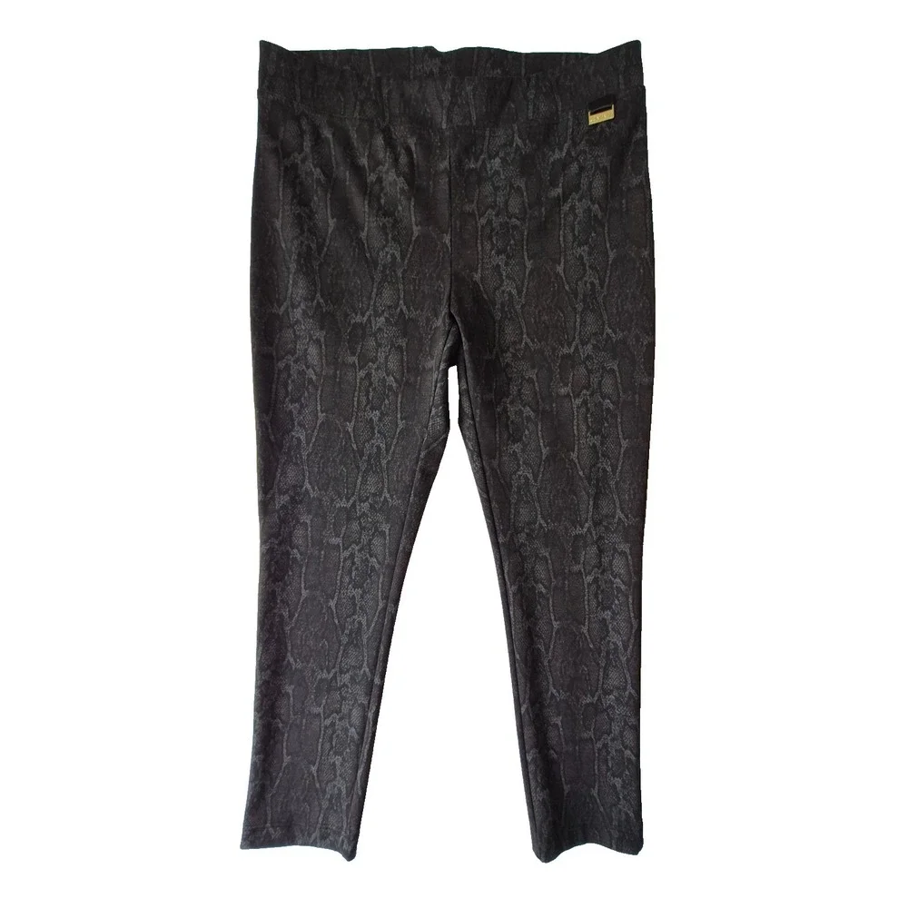 Calvin Klein Women's Snake Print Leggings Size L Black Gray Pull On Stretch