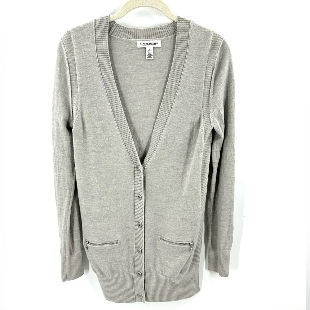 Banana Republic Merino Wool Cardigan Womens Medium Grandpa Preppy Granola Casual