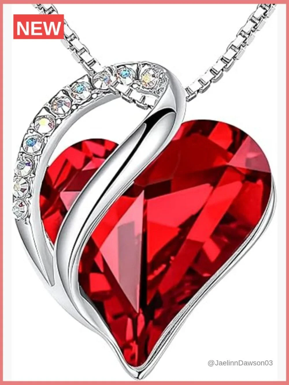 Infinity Love Heart Pendant Necklace, Birthstone Crystal, 18