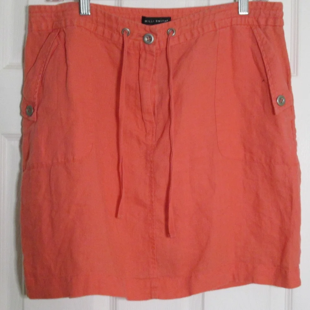 Linen Drawstring Waist Skirt Willi Smith
