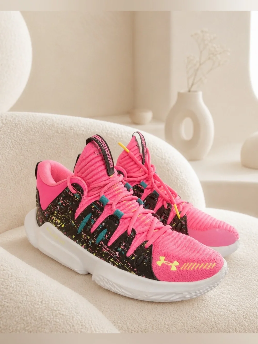 Under Armour Hot Pink Multicolor Men's Basketball Shoes