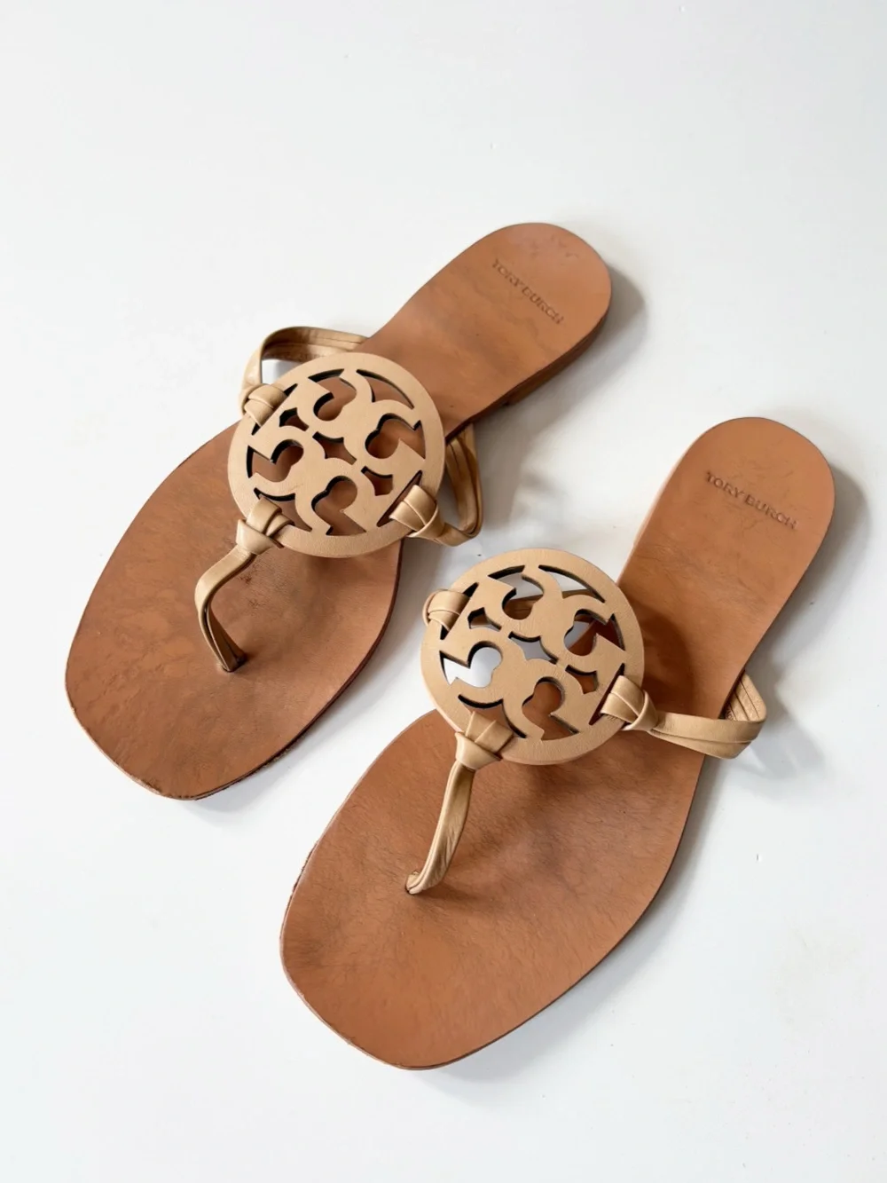 Tory Burch || Miller Sandals Square Toe in Makeup Nude Tan Pink 9