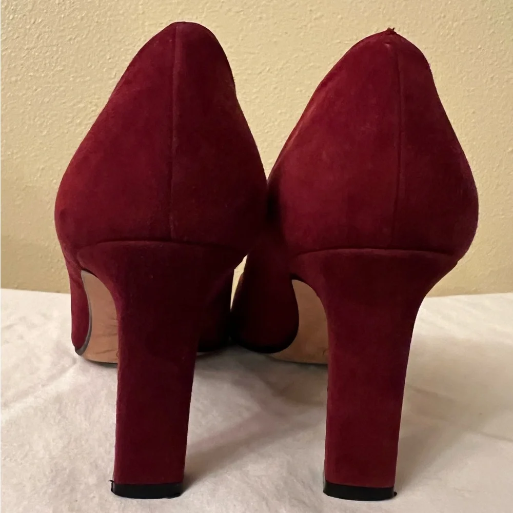 CHANEL Burgundy Suede Pointed-Toe Pumps
