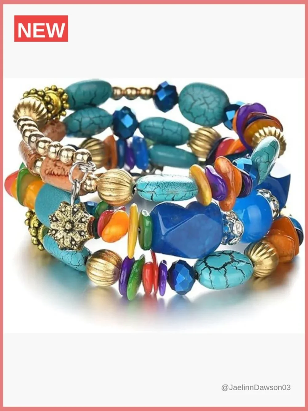 Boho Multilayer Agate Beads Charm Bracelet Bangle