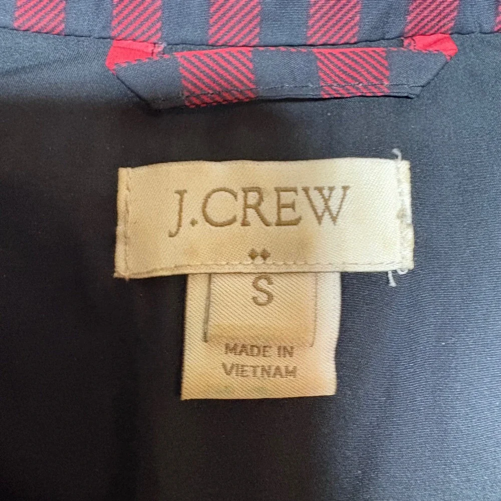 J.Crew Womens Red Navy Buffalo Check Quilted Down Excursion Vest Small 02533