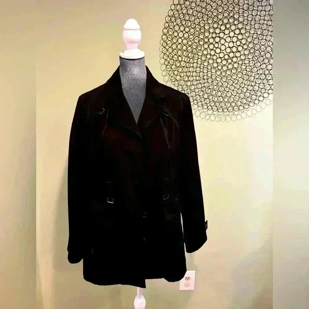 Fleet Street Black Lined Rain Coat - size Large