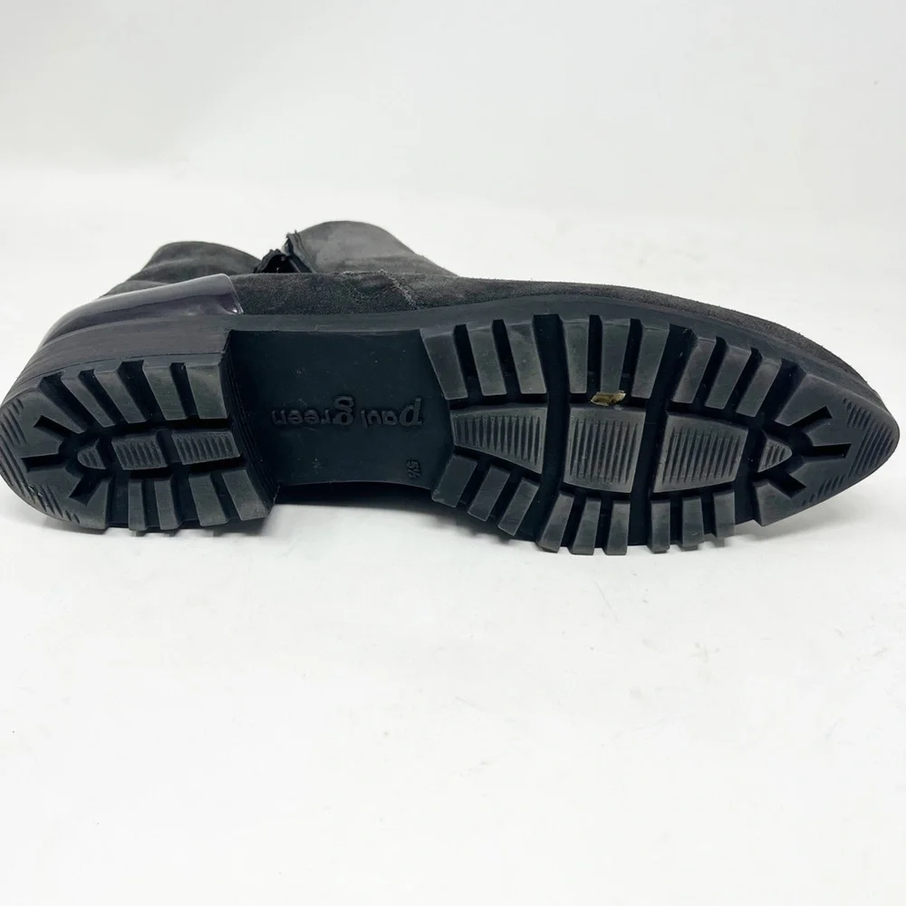 Paul Green Gray Suede Ankle Booties Patent Heel Detail Zip Closure Size 5.5
