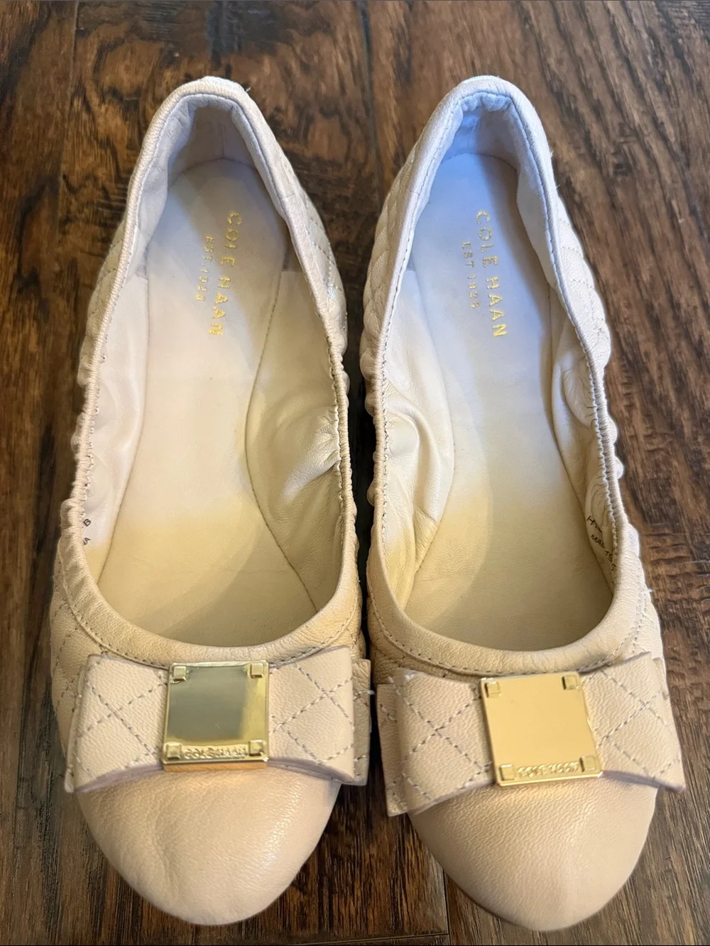 Cole Haan Tali Quilted Nude Ballet Flats, size 7
