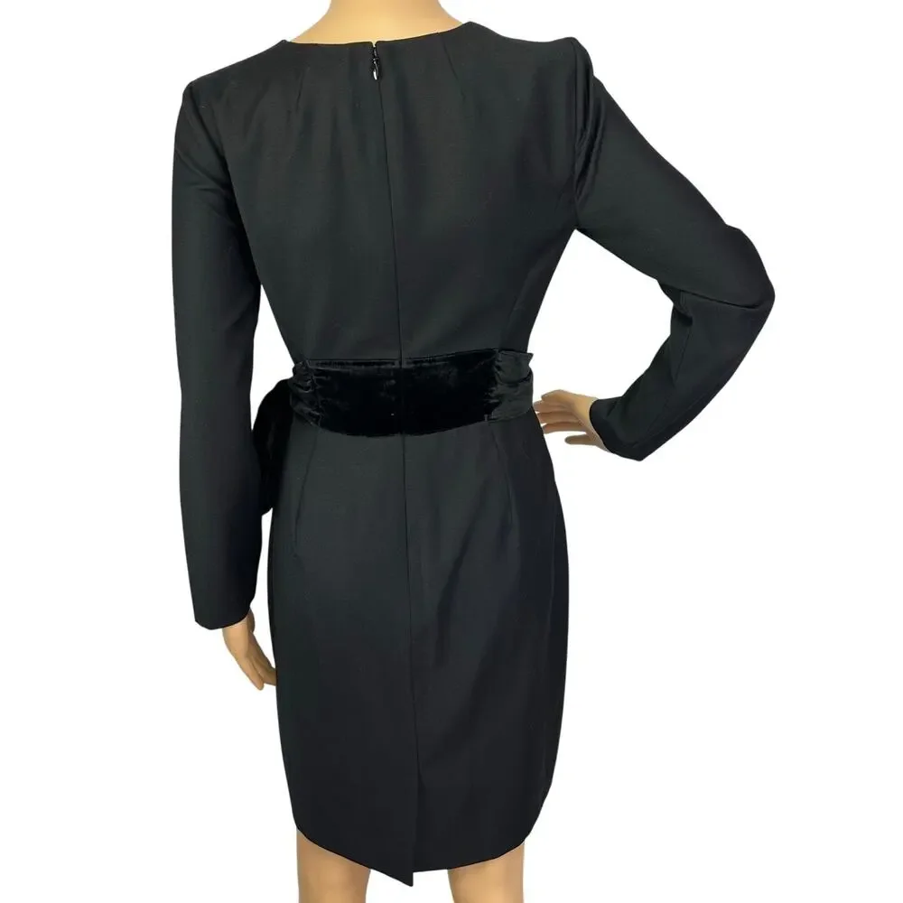 J. Crew Day To Night Velvet Bow Dress Black H3593 Size 0