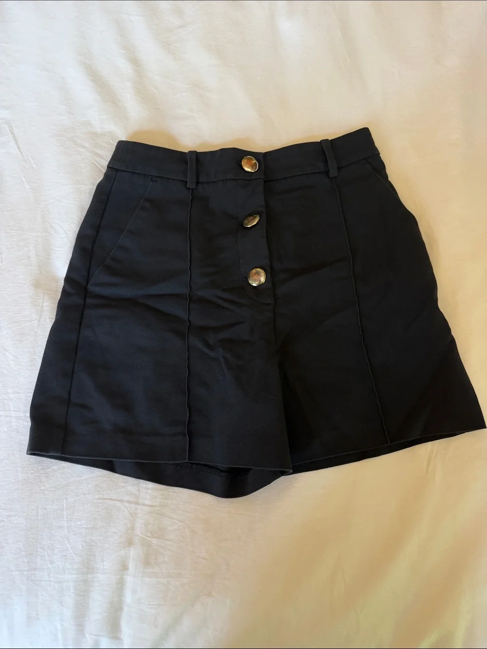 Zara Black High-Rise Button-Front Skort