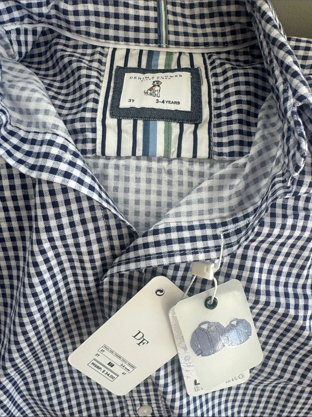 Denim & Flower Blue and White Gingham Button-Down Shirt - Kids