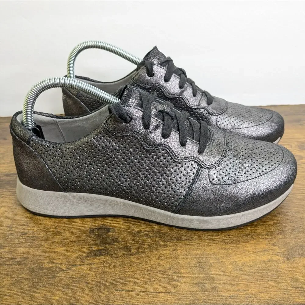 Dansko Christina Sneakers 10.5 11 EU 41 Metallic Pewter Perforated Casual Lace