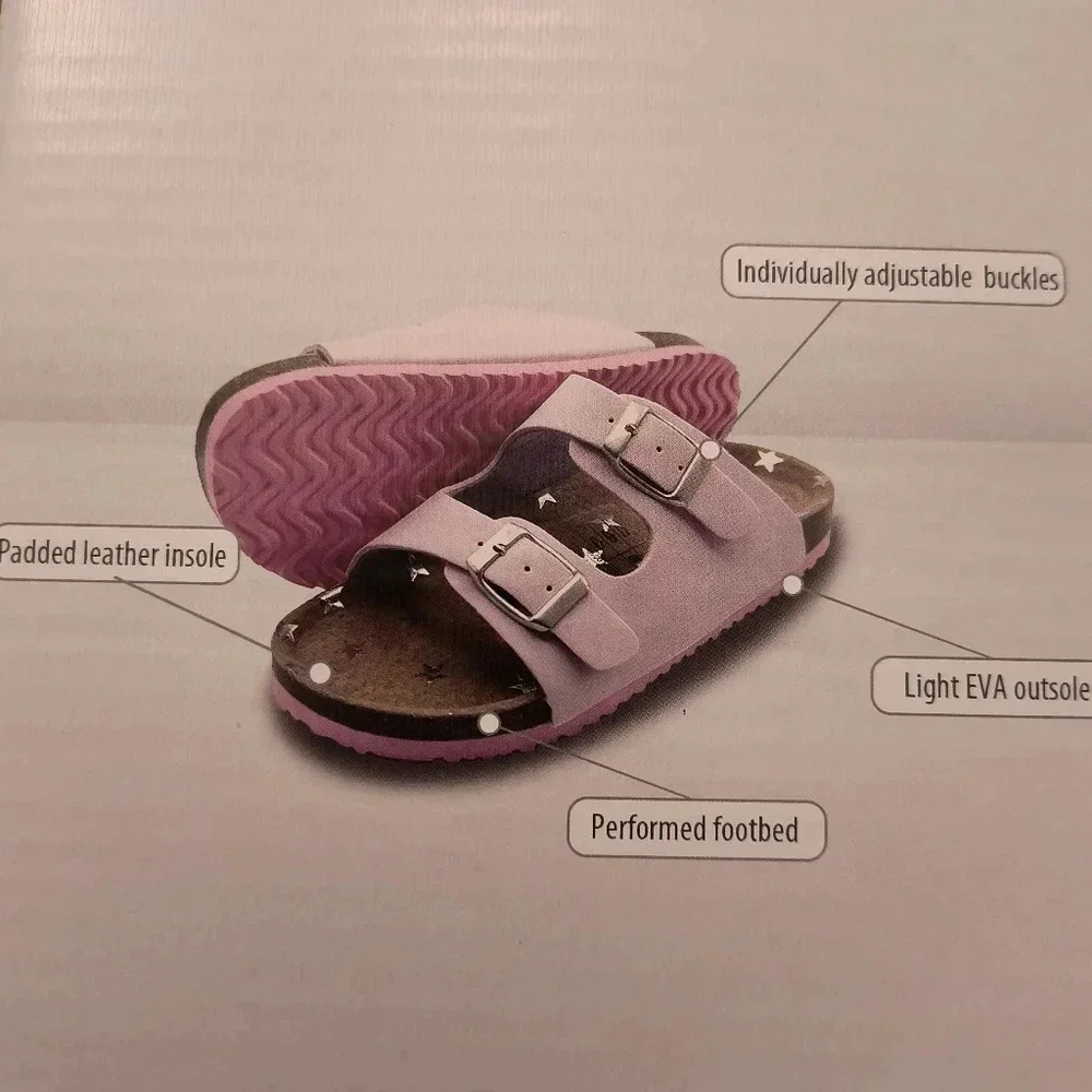 Lily Dan girls small sandals purple Star tan slip-on shoes summer spring buckle