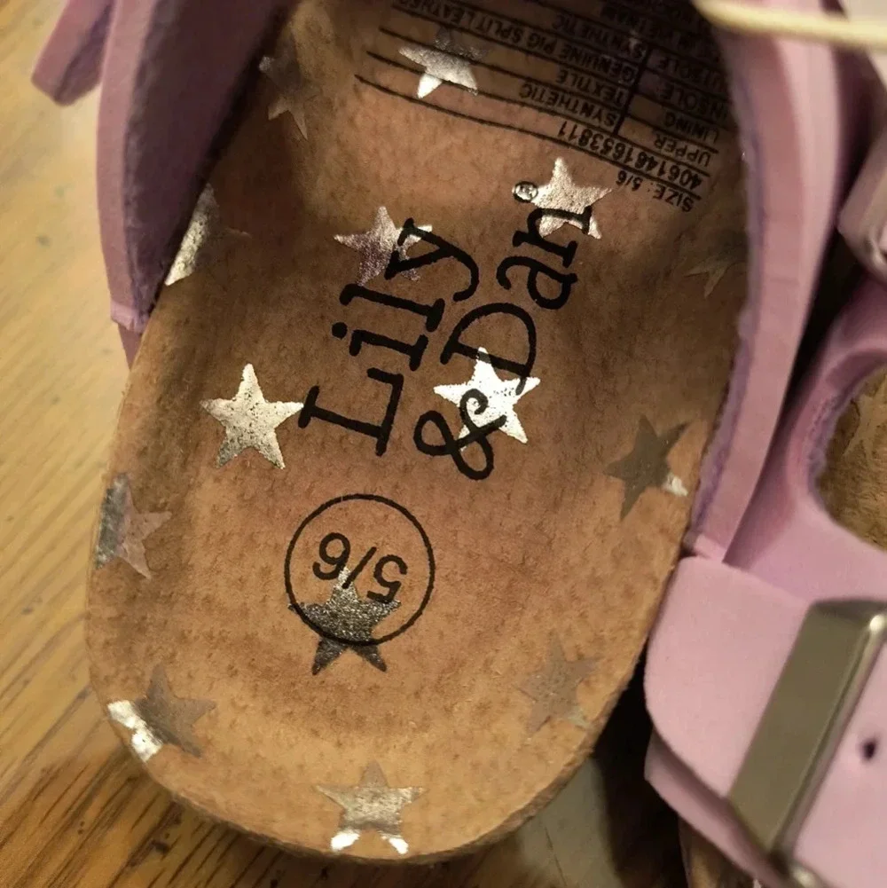 Lily Dan girls small sandals purple Star tan slip-on shoes summer spring buckle