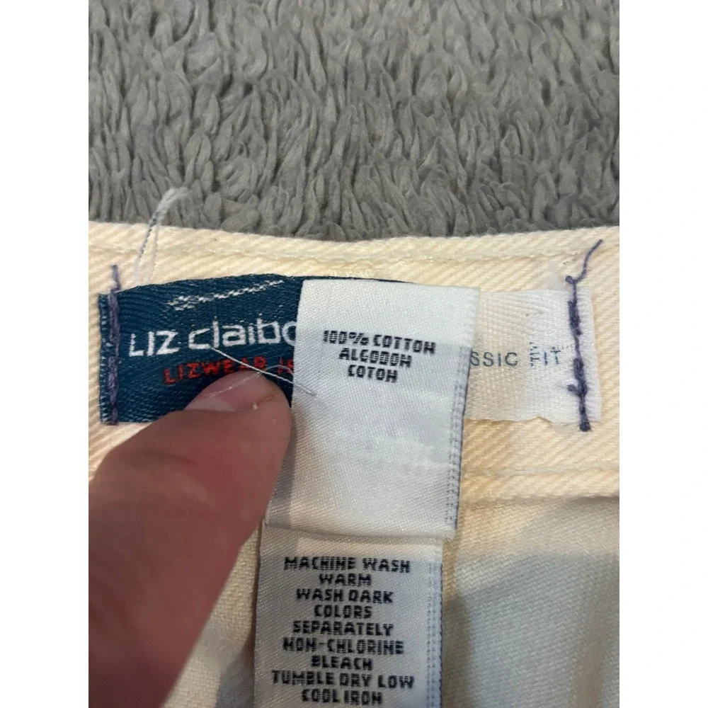 Liz Claiborne Lizwear Jeans Cream Off White High Rise Straight Leg Classic Fit 4