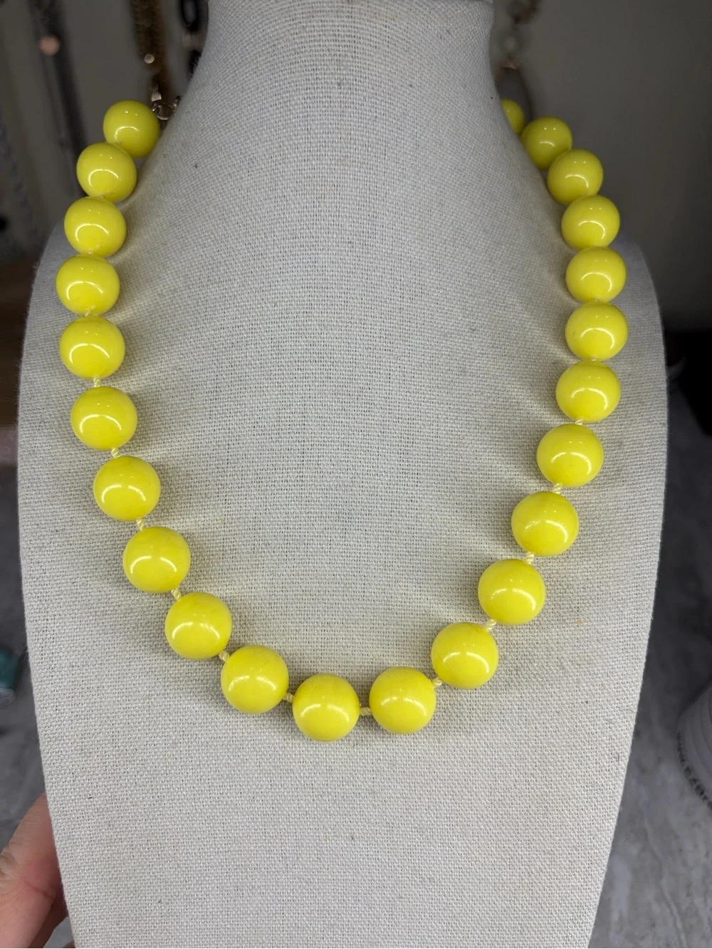 Vintage Hong Kong Bright Yellow Necklace Lucite Jewelry Colorful signed