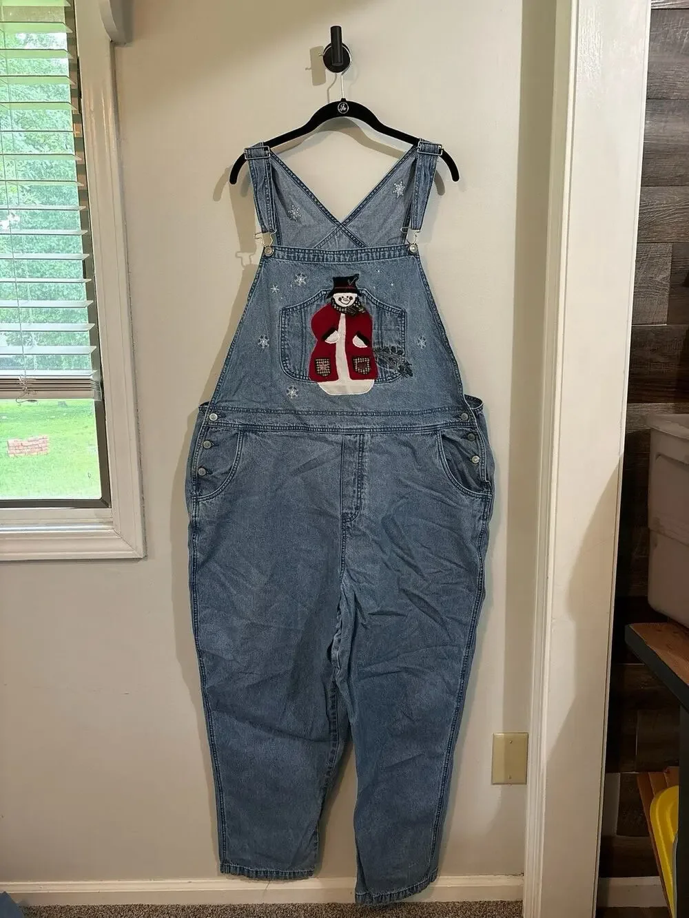 Vtg. C.J. Banks 24W Denim Overalls Women Embroidered Bear Cottagecore Blue Jean