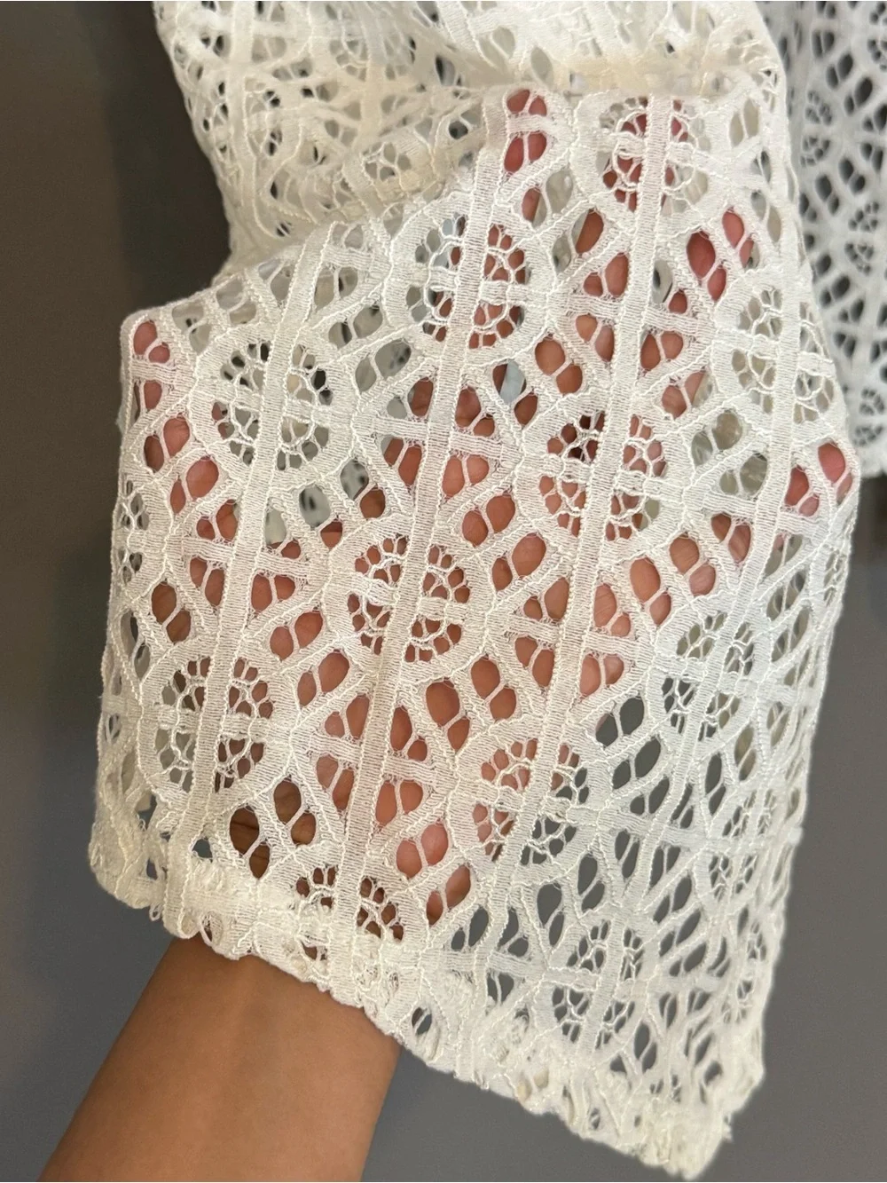 Shannon Ford New York Lace Crochet Duster Cardigan Cover Up White 1X