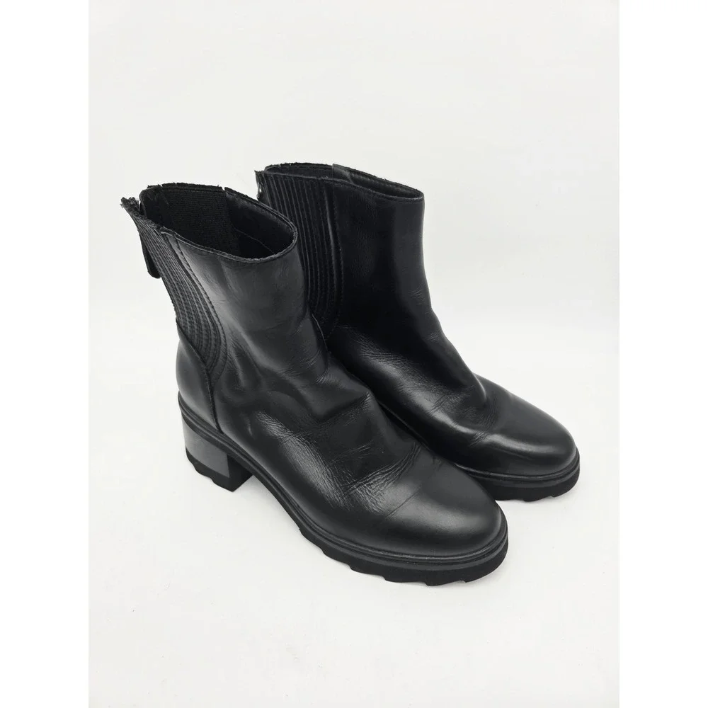 Dolce Vita Martey Shoes Women 7.5 Black Leather Ankle Bootie Goth Lug Chunky