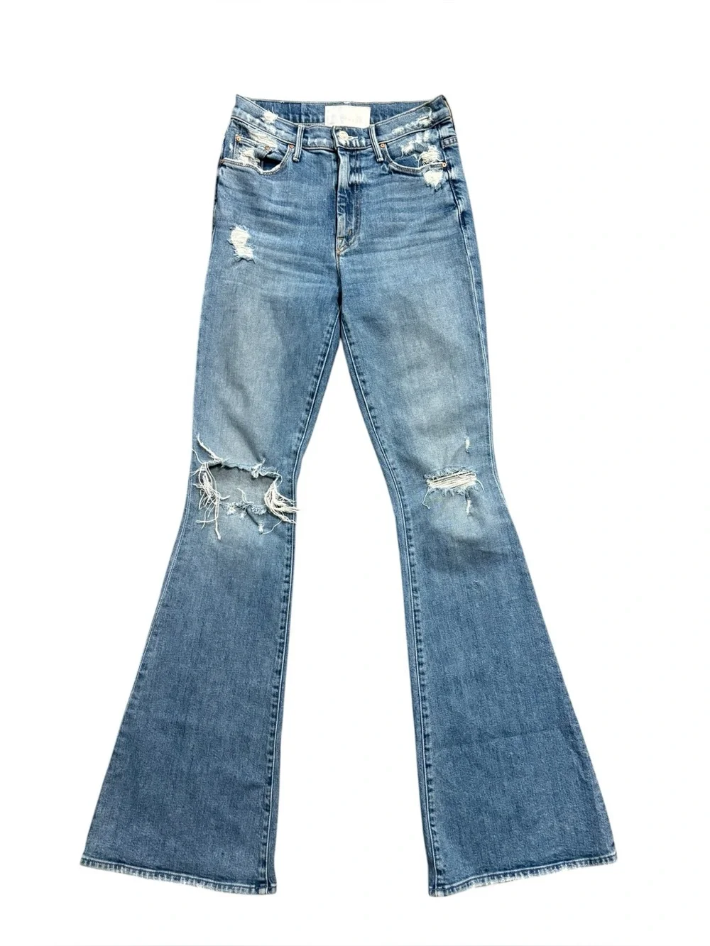 Mother Superior The Super Cruiser Jeans On Holy Ground Wash Flare Distress Sz 26