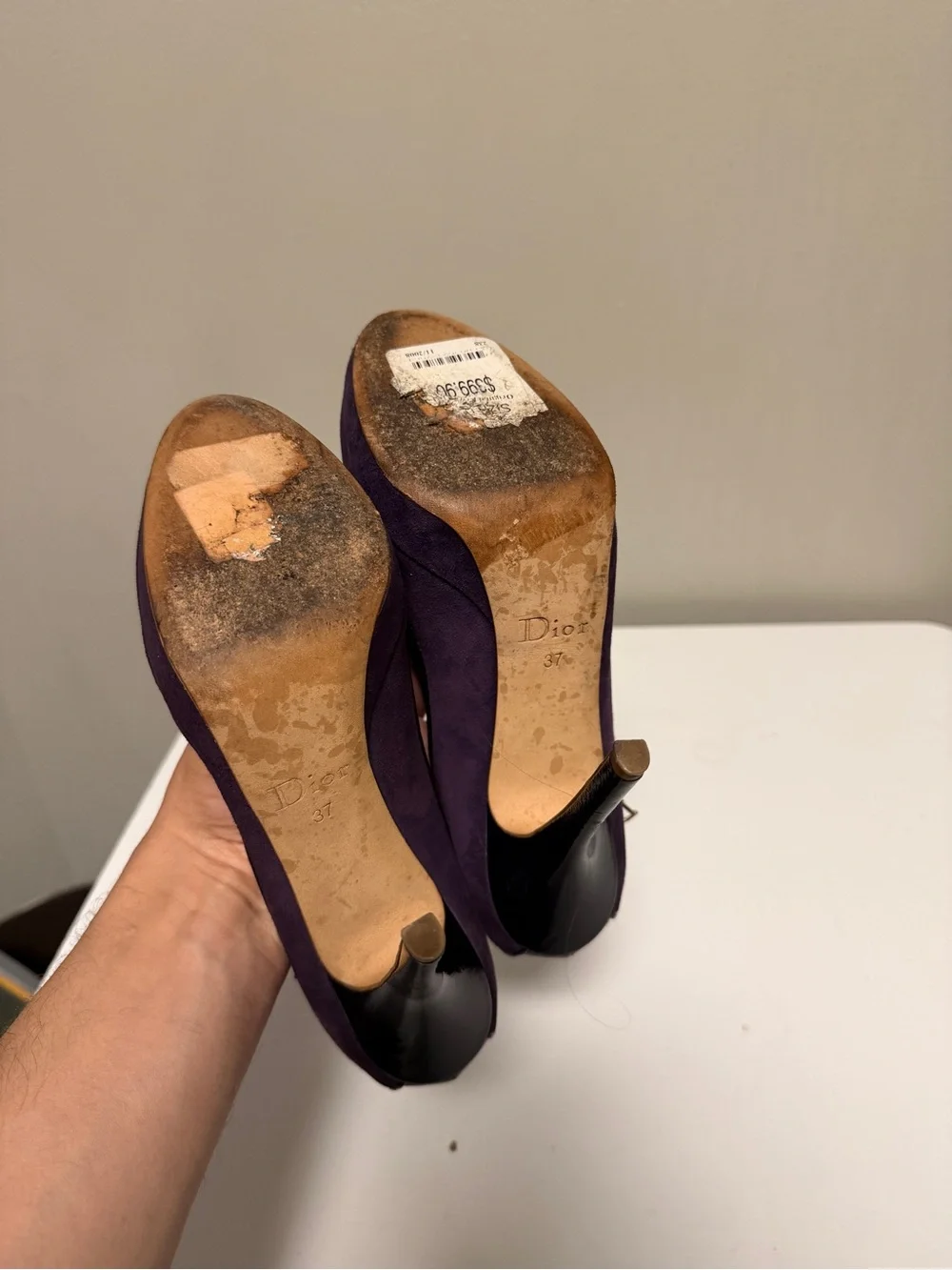 Christian Dior Suede Bow Accents Pumps Purple Metallic EU 37 US 7